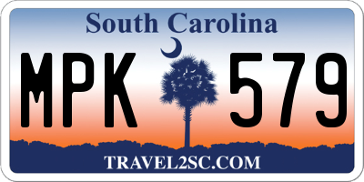 SC license plate MPK579