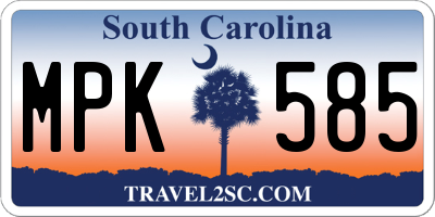 SC license plate MPK585