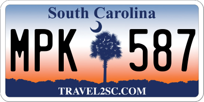 SC license plate MPK587