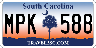 SC license plate MPK588