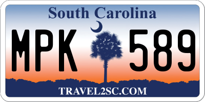 SC license plate MPK589