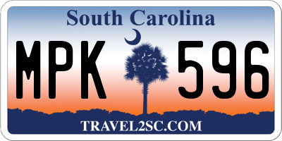 SC license plate MPK596