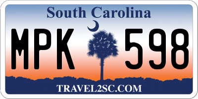 SC license plate MPK598
