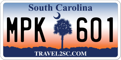 SC license plate MPK601