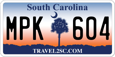 SC license plate MPK604