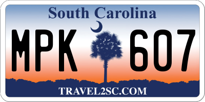 SC license plate MPK607