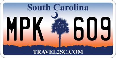 SC license plate MPK609