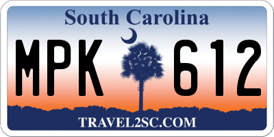 SC license plate MPK612