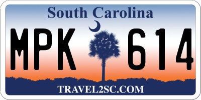 SC license plate MPK614
