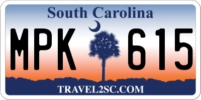 SC license plate MPK615