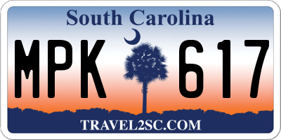 SC license plate MPK617