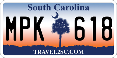SC license plate MPK618