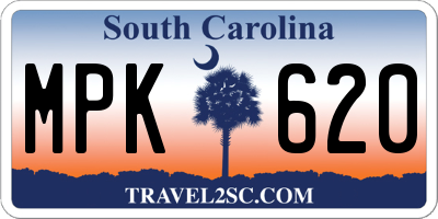 SC license plate MPK620