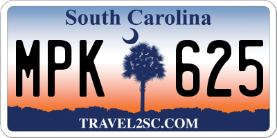 SC license plate MPK625