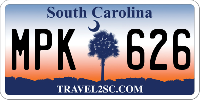 SC license plate MPK626