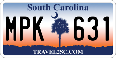 SC license plate MPK631