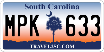SC license plate MPK633