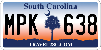SC license plate MPK638