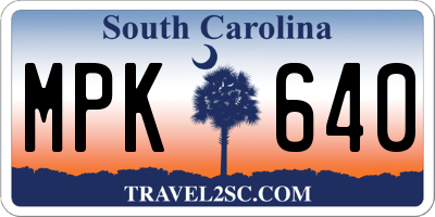 SC license plate MPK640
