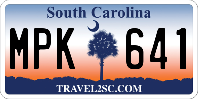 SC license plate MPK641