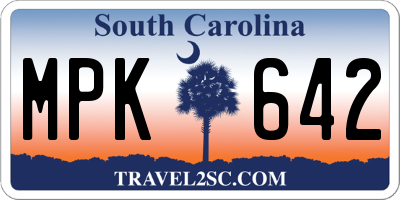 SC license plate MPK642