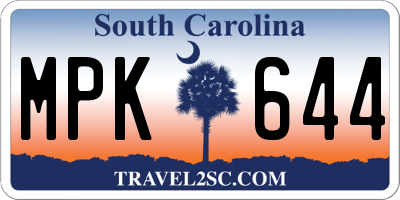 SC license plate MPK644