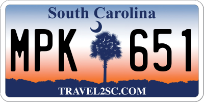 SC license plate MPK651