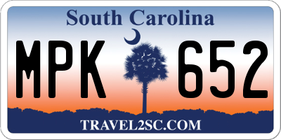 SC license plate MPK652