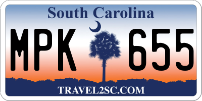 SC license plate MPK655