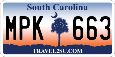 SC license plate MPK663