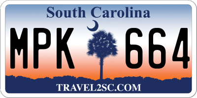 SC license plate MPK664