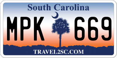 SC license plate MPK669
