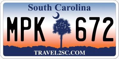 SC license plate MPK672