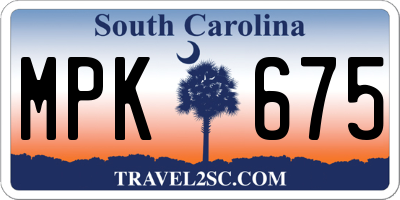 SC license plate MPK675