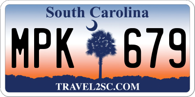 SC license plate MPK679
