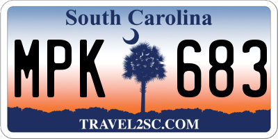 SC license plate MPK683