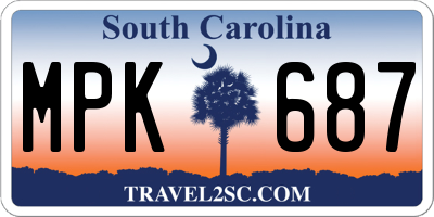 SC license plate MPK687