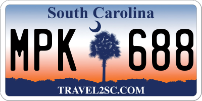 SC license plate MPK688