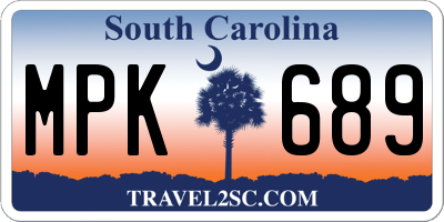 SC license plate MPK689