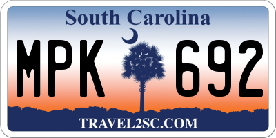 SC license plate MPK692
