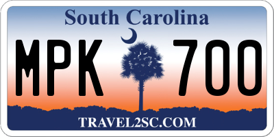 SC license plate MPK700