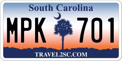 SC license plate MPK701