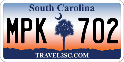SC license plate MPK702