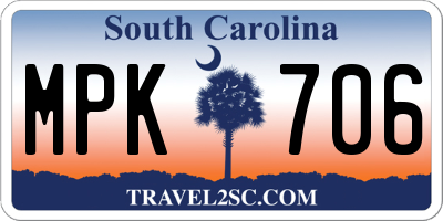 SC license plate MPK706