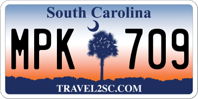 SC license plate MPK709