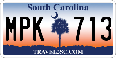 SC license plate MPK713