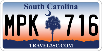 SC license plate MPK716