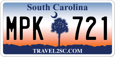 SC license plate MPK721
