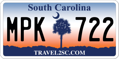 SC license plate MPK722