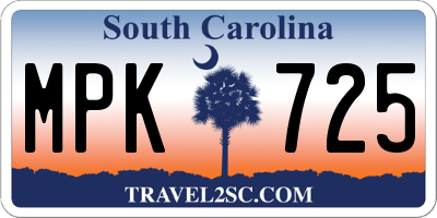 SC license plate MPK725